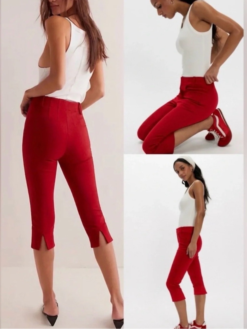 NWOT Free People, Bette Super Slim Capris, Size 6, Poppy Red